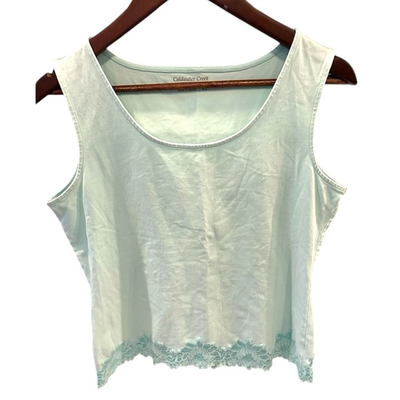 Coldwater Creek Lace Bottom Stretch sleeveless Tank Pistachio Mint Sz M - Picture 4 of 8
